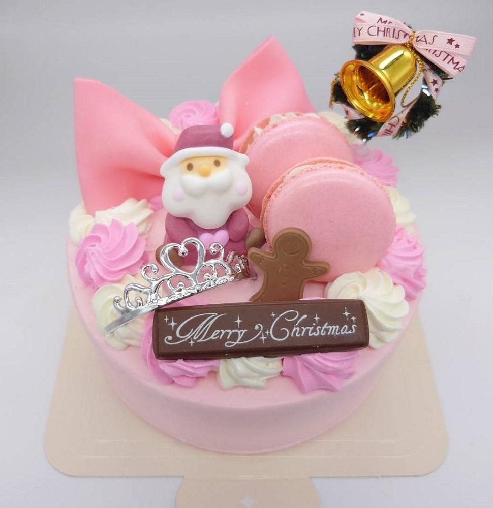 [Le Lis]クリスマスケーキ[ピンクのデコレーション]♪とびっきり可愛い芸術デコレーションケーキ5号(4〜6名様分)[冷凍でお届け・冷蔵解凍]