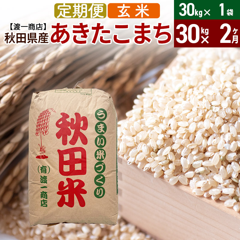 [定期便2ヶ月] あきたこまち 玄米 30kg(30kg×1袋) 秋田県産 令和5年産