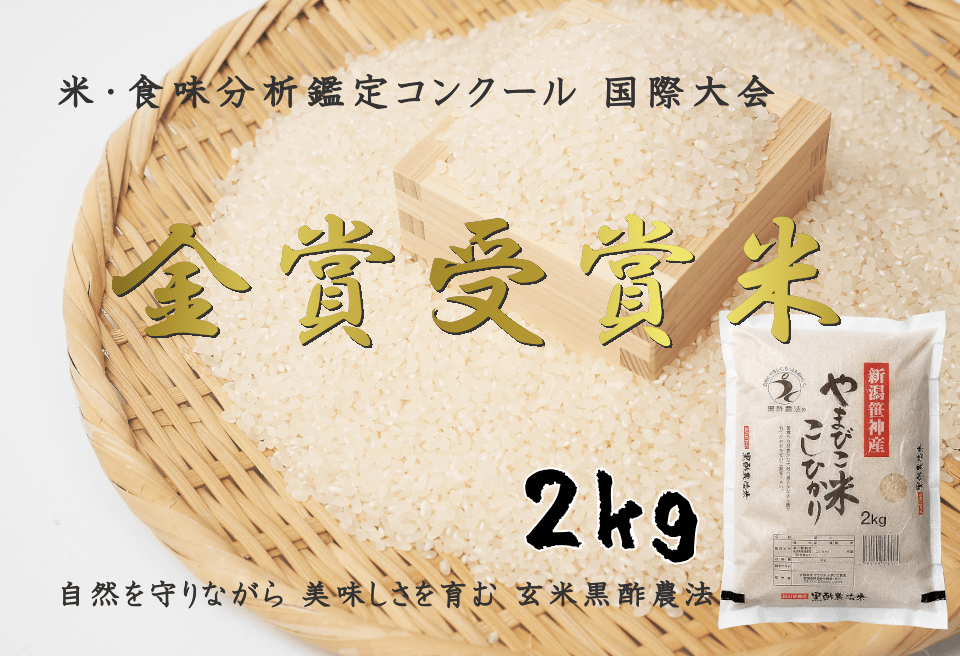 玄米黒酢農法 コシヒカリ 白米 「やまびこ米」 2kg 1P01005