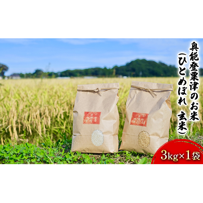 奥能登粟津のお米(ひとめぼれ 玄米)3kg×1袋