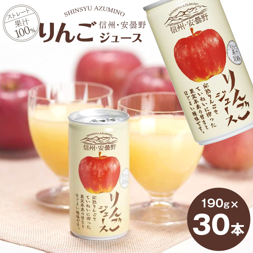 りんご ジュース セット 30本 ( 各190g ) 信州 安曇野地域産りんご