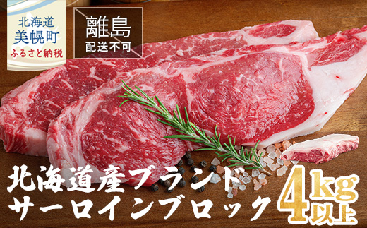 [肉の割烹田村]北海道産ブランド牛 サーロインブロック 4kg以上[配送不可地域:離島]